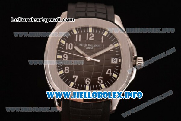 Patek Philippe Aquanaut Clone PP Calibre 3120 Automatic Steel Case with Black Dial Arabic Numeral Markers and Black Rubber Strap (BP) - Click Image to Close